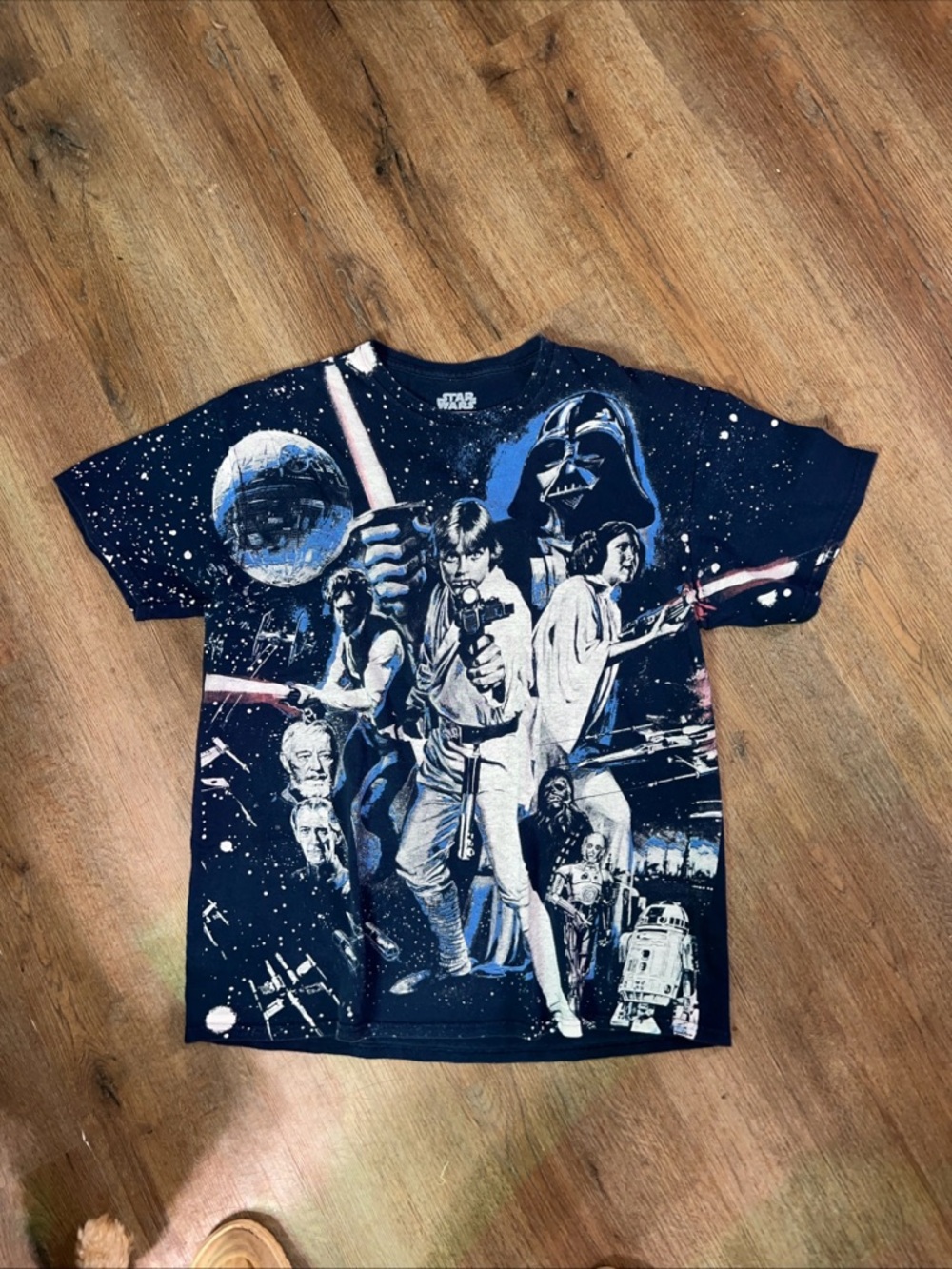 Star Wars Navy Blue Graphic Tee with White and Light Blue Print